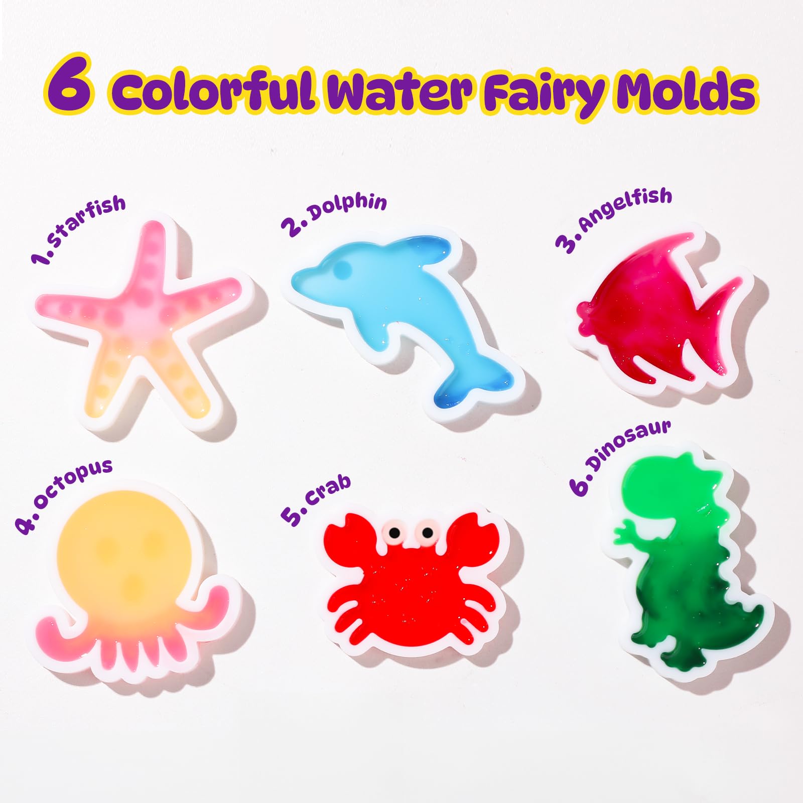 TMOL Magic Water Elf Toy Kit, Aqua Fairy Water Gel Kit for Kids with 10 Magic Gel & 6 Molds,Make Your Own Water Pets & Squishy Toys, Craft Kits