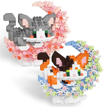 TENYEAH 2 in 1 Micro Cat Building Block Set Animals for Adults, 2 Packs Cat Building Toy, Mini Goodie Bags Stuffers, Classroom Prizes, Animal Party