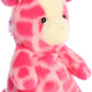 Aurora Vibrant Jammies Strawberry Giraffe Stuffed Animal - Colorful Delight - Eye-Catching Patterns - Pink 8.5 Inches