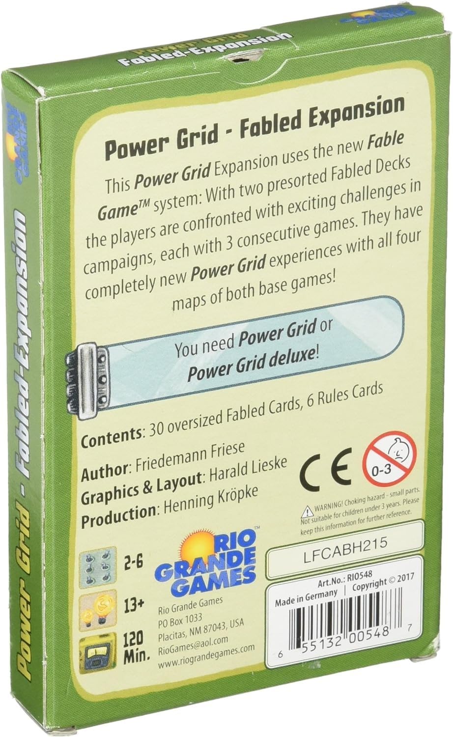 Rio Grande Games Power Grid Fabled Expansion Card Game Expansion
