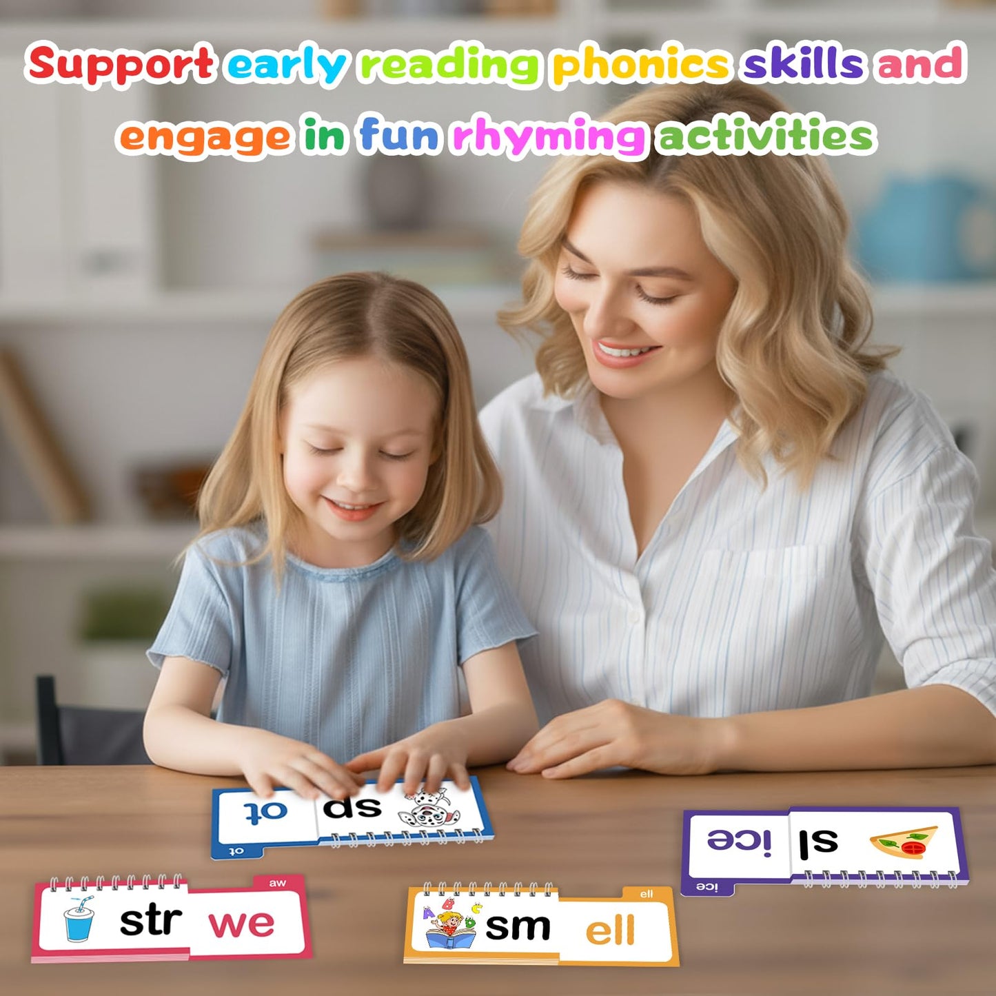 Word Family Build Book, 30 Read and Rhyme Flip Activity Book, Dinosaur ABC Learn to Read Phonics Flash Cards for Preschool/Kindergarten, CVC Words