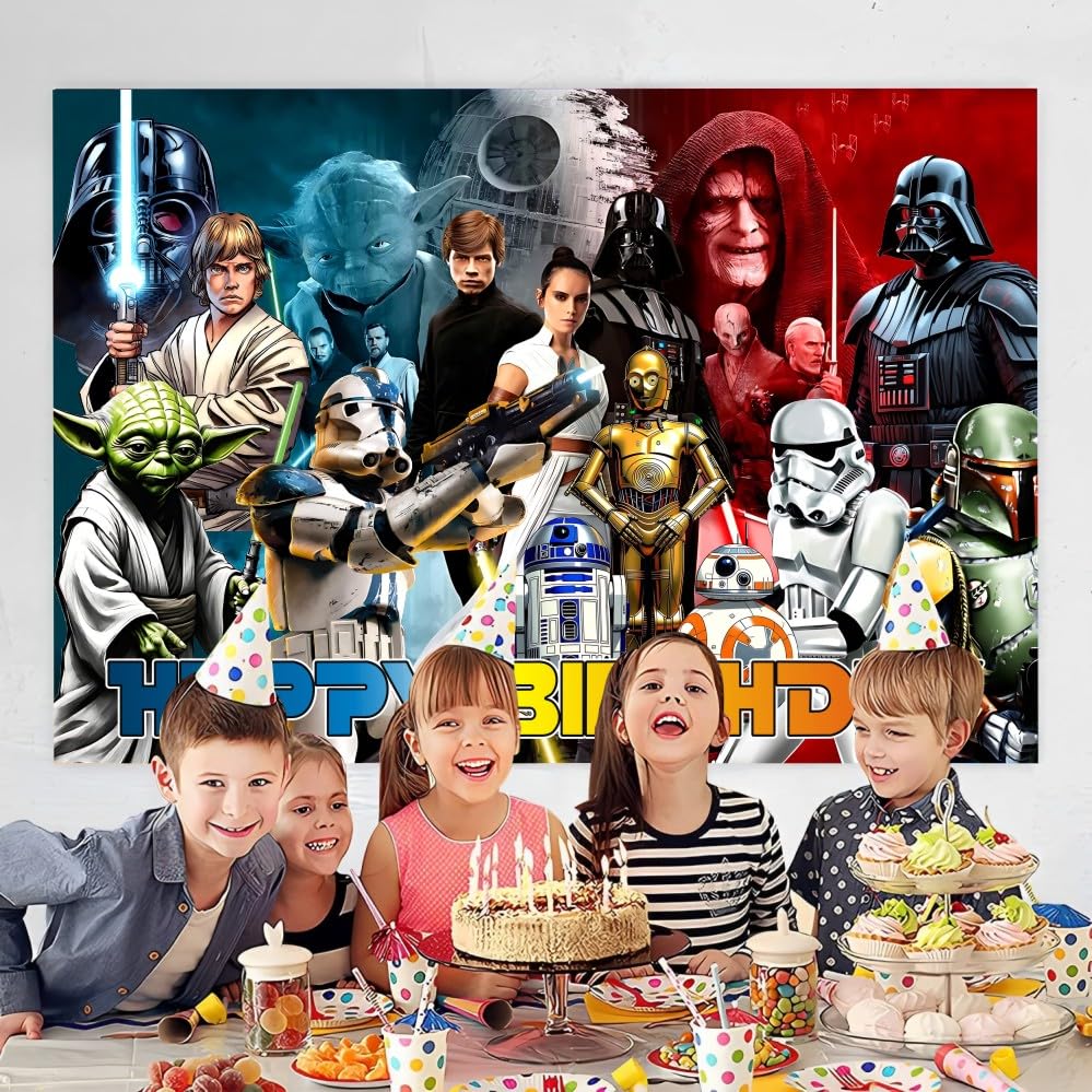 Wall Decor Backdrop for Star of Wars Themed Birthday Decorations, Star of Wars Themed Banner for Kids Birthday Party Supplies (5x3ft)