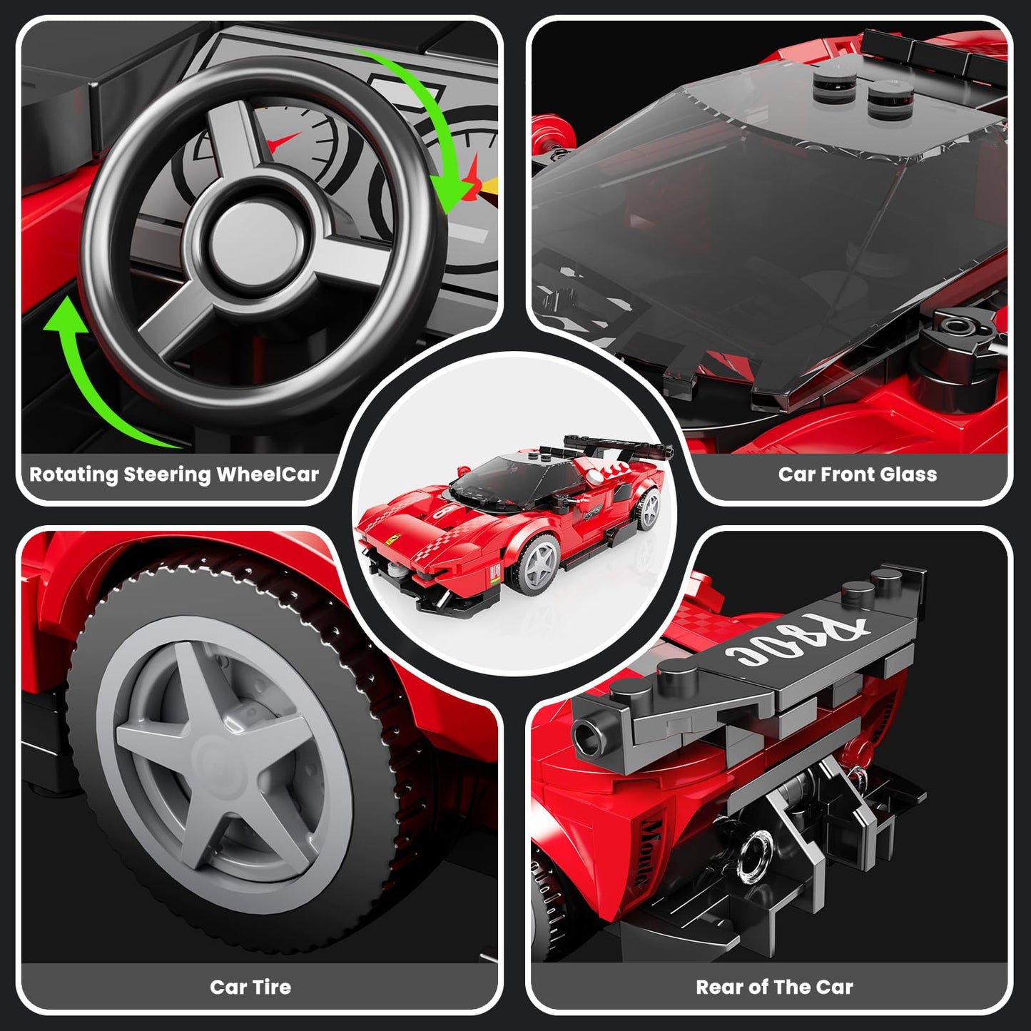 Mould King Racing Car Model Building Blocks Kit with Acrylic Display Case