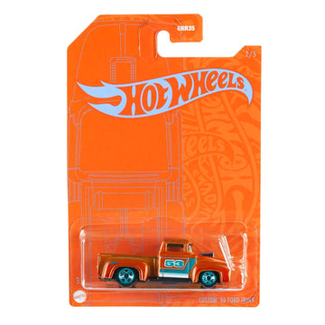 Hot Wheels Orange & Blue 53rd Anniversary Custom '56 Ford Truck 2/5 DieCast Vehicle 1:64th Scale