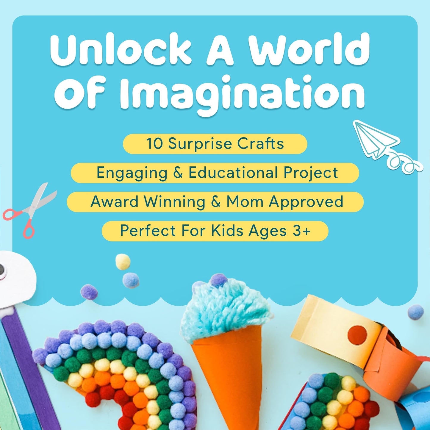 Mumaloo Craft Box for Kids - 10 Creative Arts and Crafts for Kids Ages 4-8, Fun, No Mess Educational Preschool & Homeschool Art Projects, Toddler