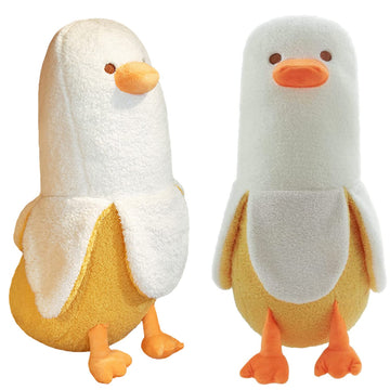 Banana Duck Plush Toy 13.7'',Cute Plushies Banana Stuffed Animal,Duck Plushie Long Banana Duck Plush Pillow,Funny Hugging Pillow Sleeping Cushion Soft