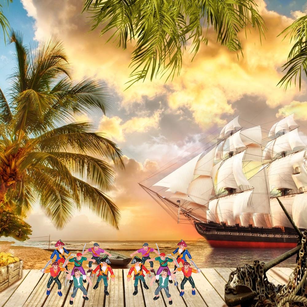 ArtCreativity Pirate Action Figures - Pack of 12 - Pirate Plastic Figures in Assorted Poses - Fun Pirates Figurines Party Favors and Prizes for Kids