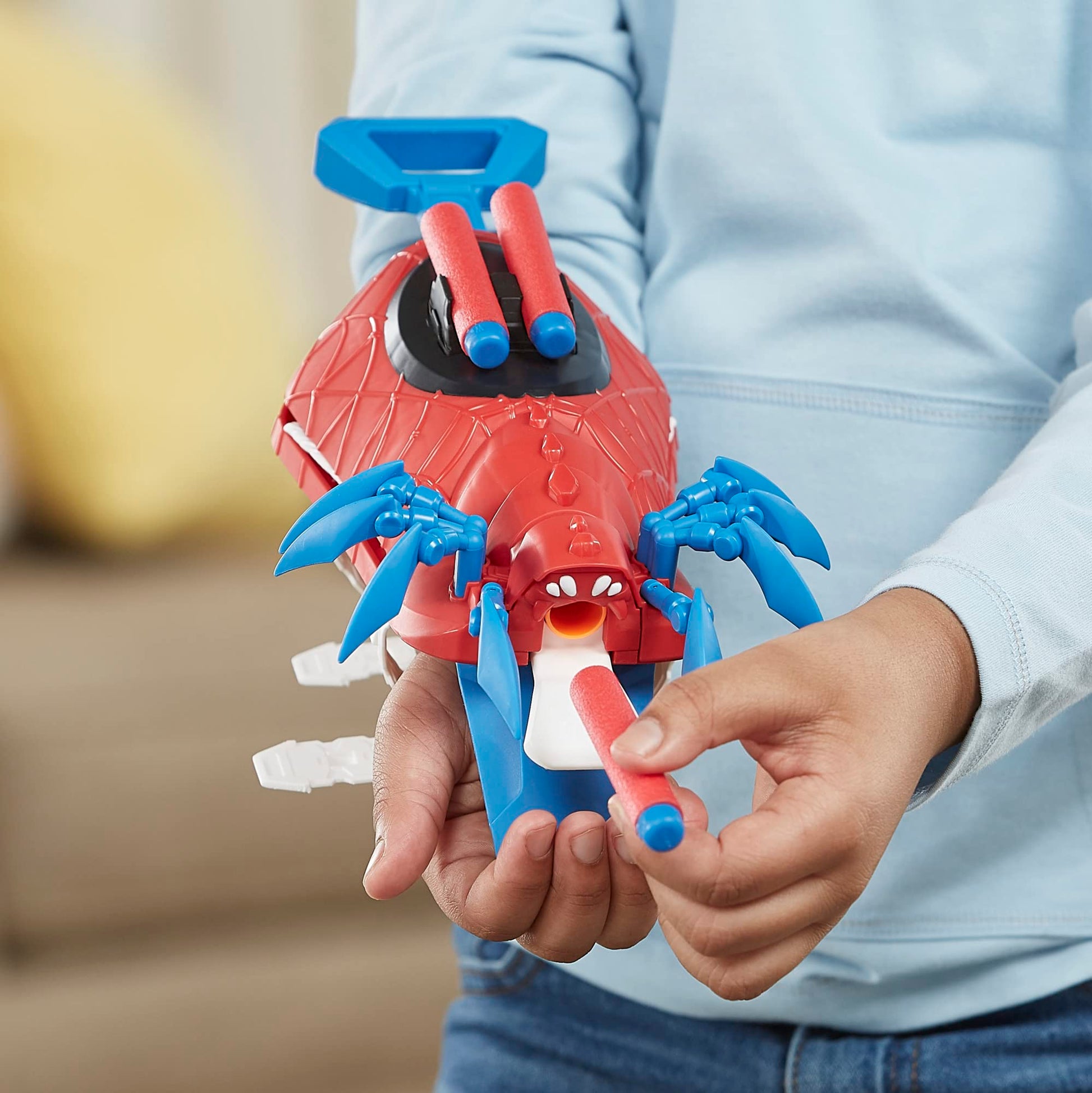Marvel Mech Strike Mechasaurs Spider-Man Arachno Blaster, NERF Blaster with 3 Darts, Role Play Super Hero Toys for Kids Ages 5 and Up