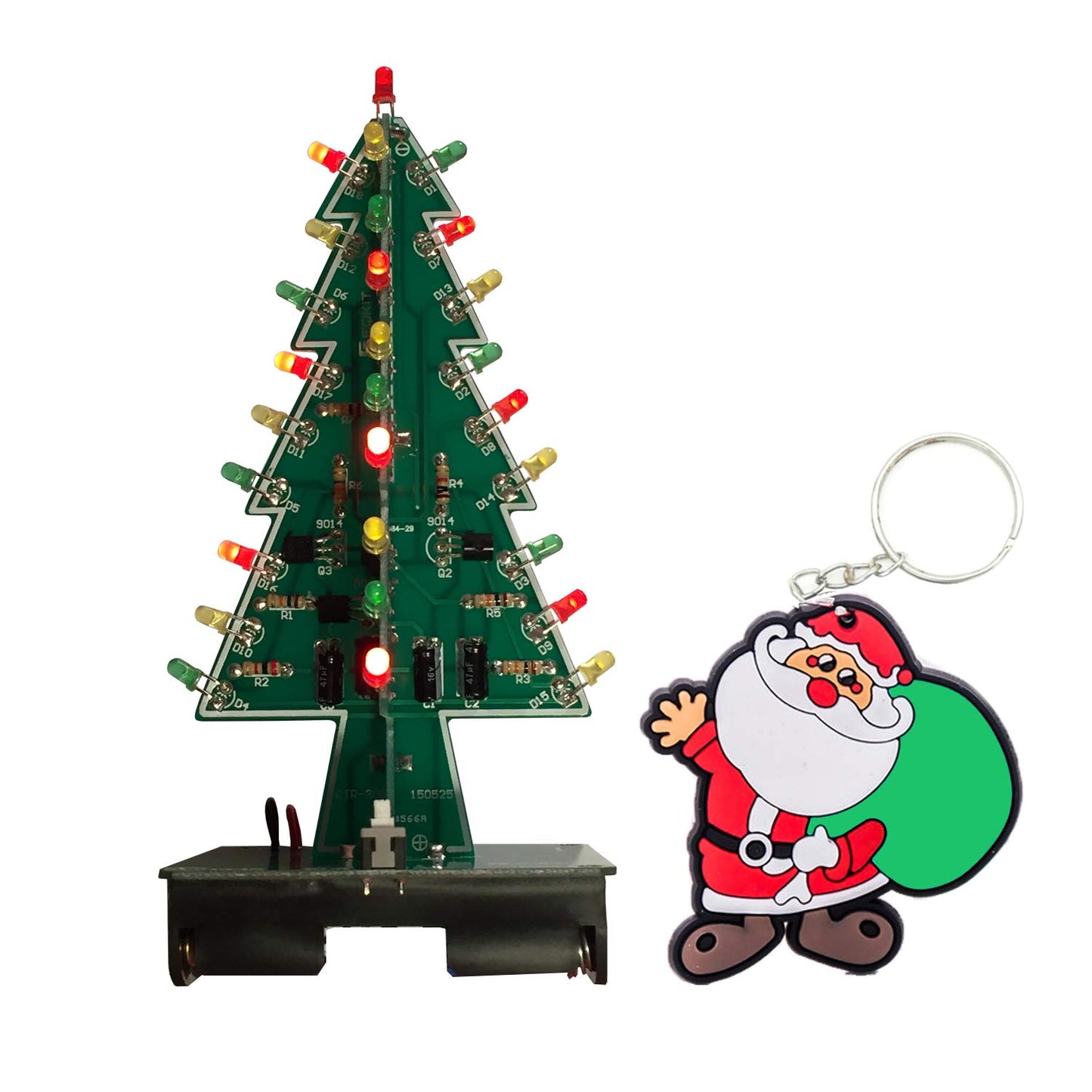 VOGURTIME Christmas Tree Soldering Project DIY 3D Xmas Tree Soldering Kit with LED Flashing Lights 3 Colors