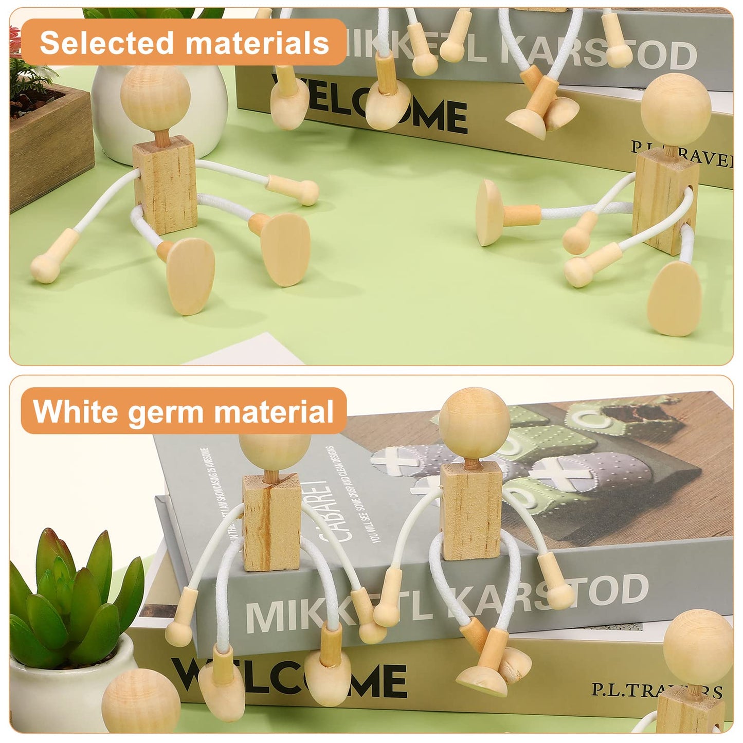 4pcs Wood Peg Dolls Unfinished Wooden People Doll Robot for DIY Painting Craft Art Peg Game Party Decoration