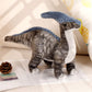 Dinosaur Plush Toy, 16" Parasaurolophus Stuffed Animal Throw Plushie Pillow Doll, Soft Grey Fluffy Friend Hugging Cushion - Present for Every Age