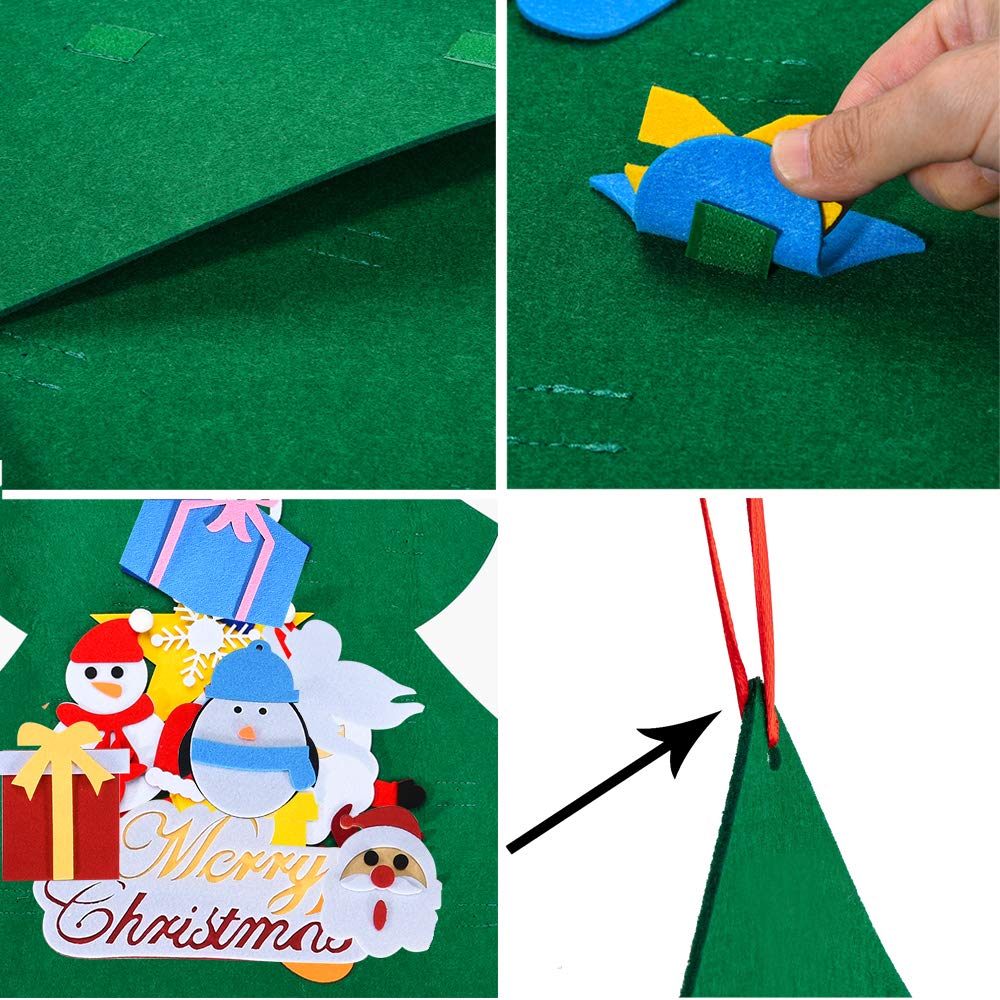 HmiL-U 3.4FT Felt Christmas Tree Set| with 34pcs Ornaments for Kids Xmas Door Wall Hanging Decorations Perfect Kids Gifts Party Supplies