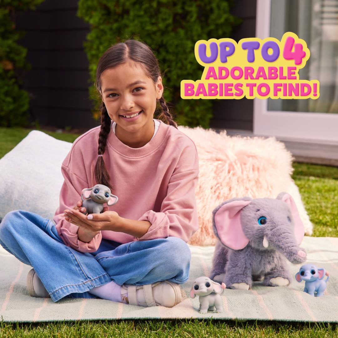 Pets Alive Mommy Elephant and Baby Surprise Interactive Robotic Walking Mommy Elephant Toy with Hidden Baby Elephants, Realistic Sounds, and Surprise