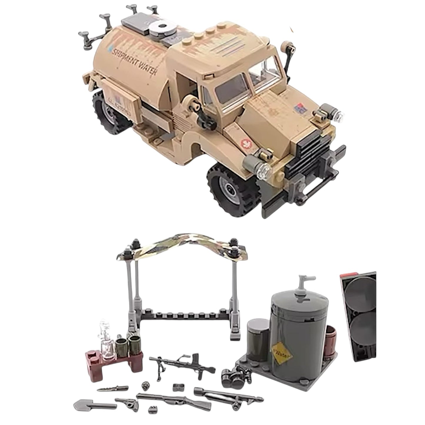 General Jim's Military Brick Building Set - WW2 Army Water Tanker Truck Vehicle Building Blocks Model Perfect for World War 2 and Brick Enthusiasts