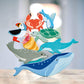 Tender Leaf Toys Coastal Creatures - 8 Wooden Ocean Animal Figurines with a Display Shelf - Classic Toy for Pretend Play - Develops Creative