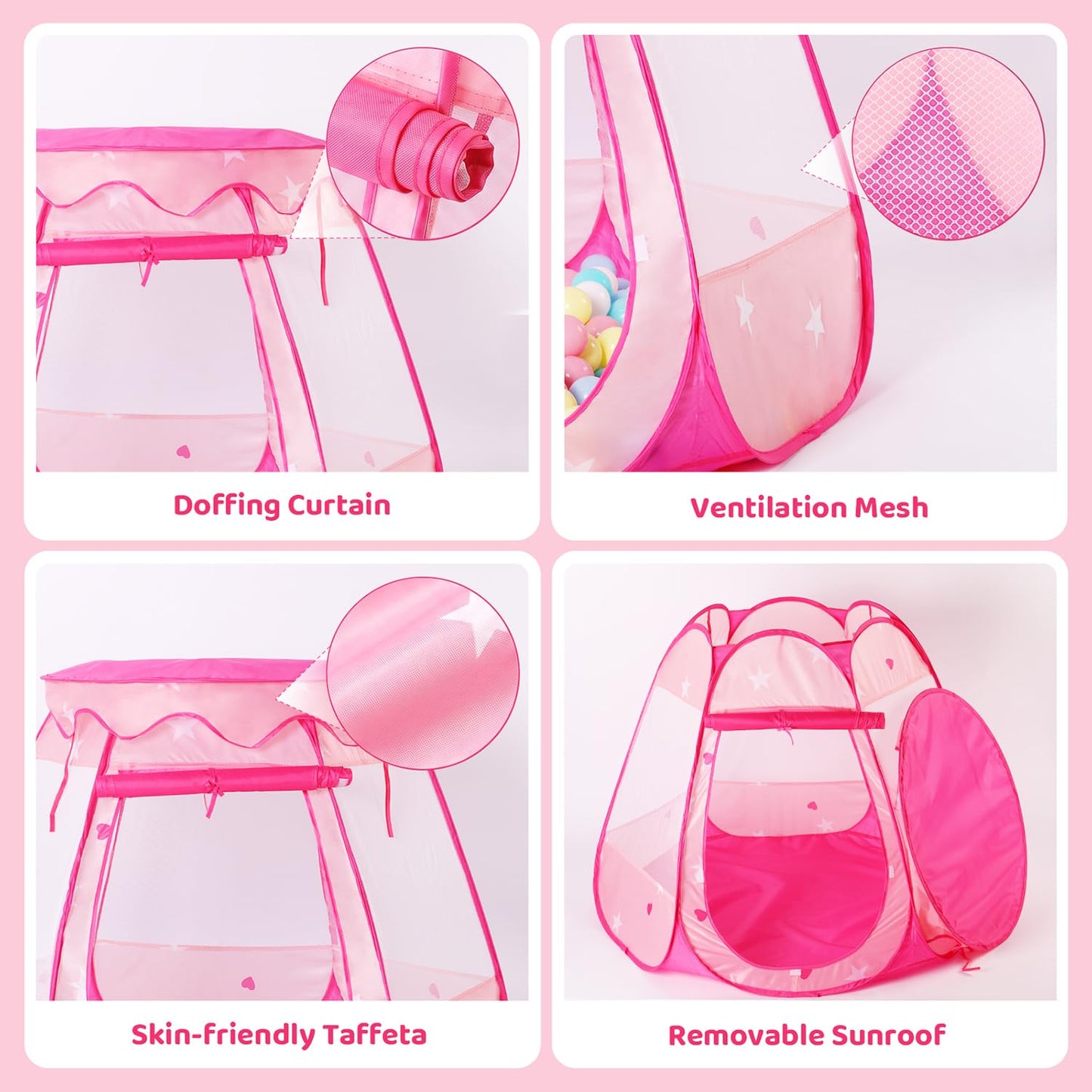 TIKTENT Pop Up Princess Tent with Star Lights, Toddler Toys for Girl Gift