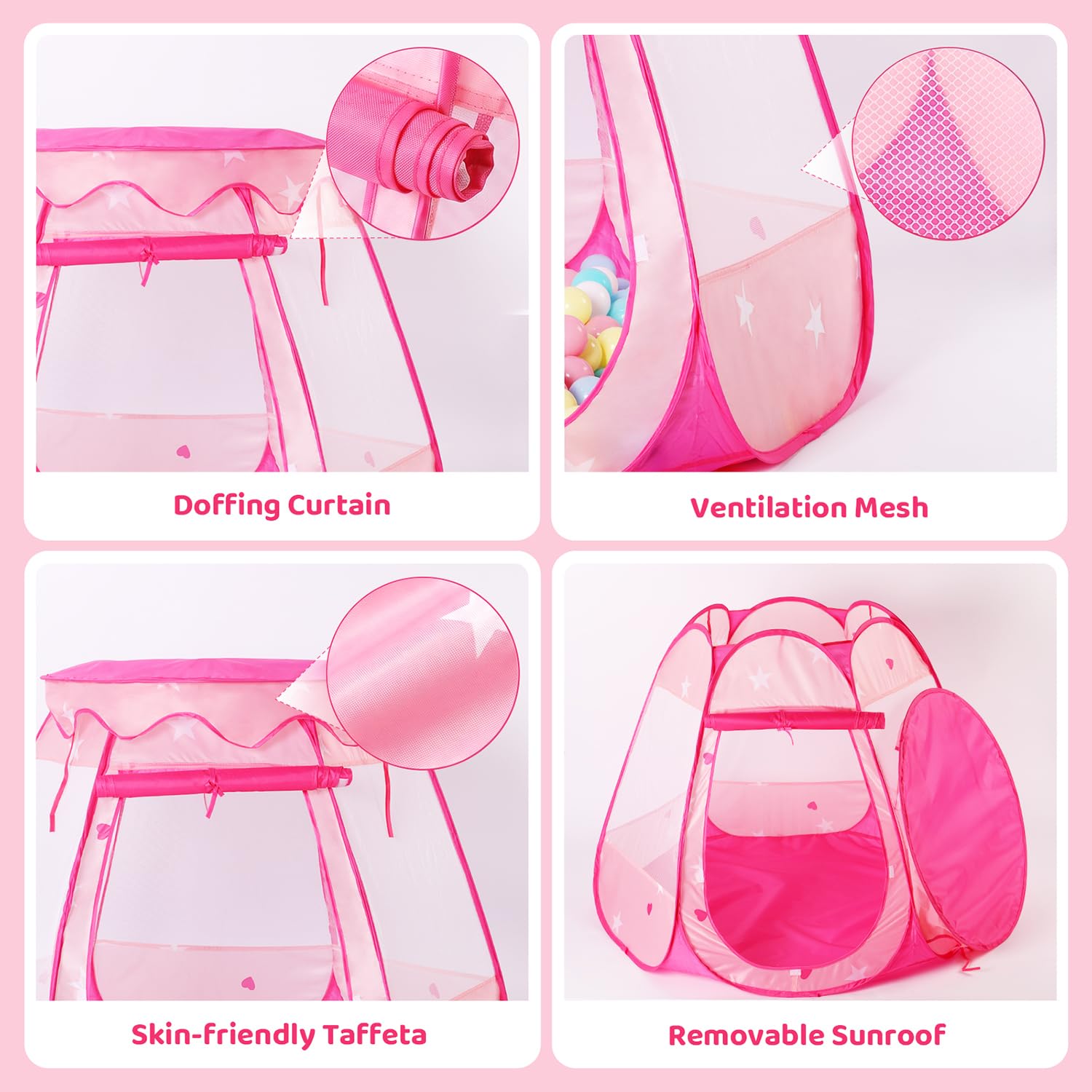TIKTENT Pop Up Princess Tent with Star Lights, Toddler Toys for Girl Gift