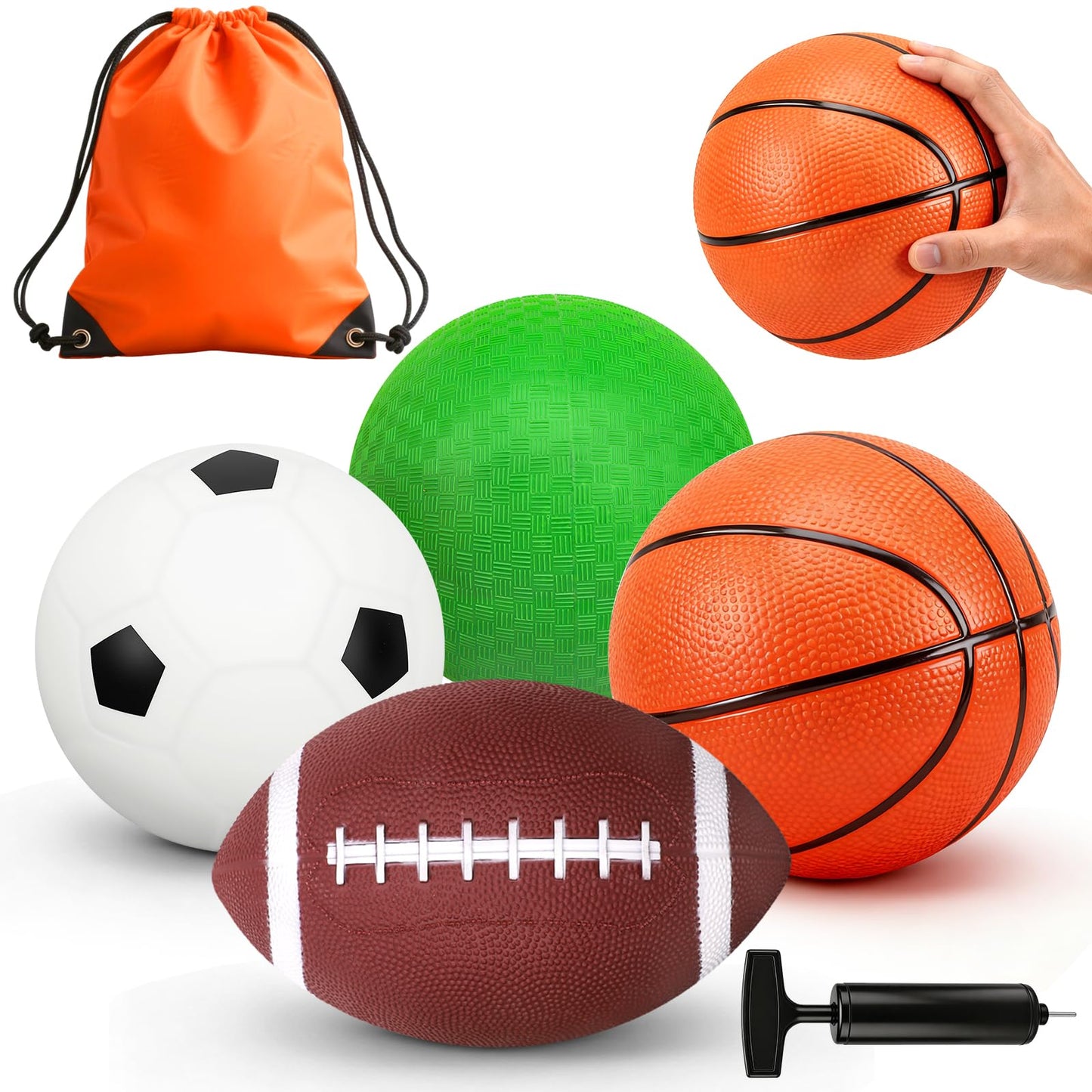 8 Inch Toddler Sport Balls Toys Set, Mini Basketball, Kids Dodgeball for Outdoor, 8" Small Soccer for Indoor Hoop Sets, Beach Pool Balls Stocking