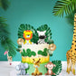 XLENGO 20 PCS Jungle Safari Animal Cake Topper with Lion Giraffe Monkey Elephant Zebra Colourful Balls Leaves Cake Decoration for Baby Shower Safari