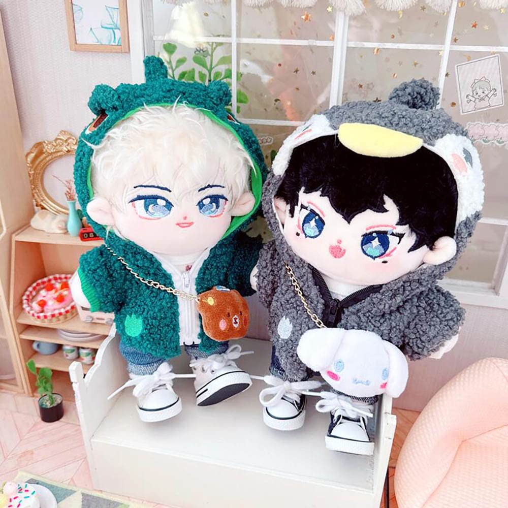 niannyyhouse 20cm Plushie Doll Clothes Corgi Jacket Hoodie 8in Doll Accessories (Yellow)
