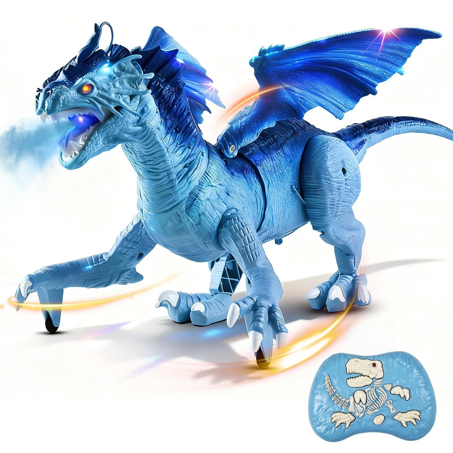 TALGIC Remote Control Dragon, Dragon for Kids with Spraying, Roaring, Swaying Head, Wings, Light-Up Interactive Robot Dinosaur Toys for Boys and