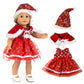 TianBo 3pc Christmas 18 Inch Doll Clothes Red Color Including Snowflake Hat Shawl Dresses Outsuits for Girl Doll and Other 18 Inch Girl Dolls