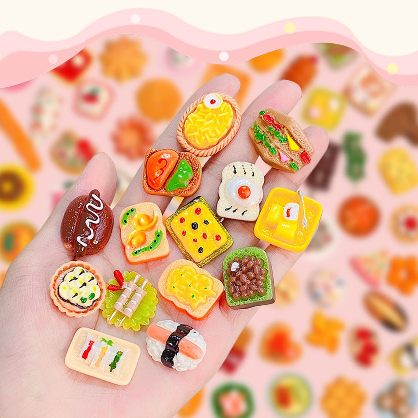 80 Pcs Mini Food Miniature Dollhouse Accessories - 1:12 Scale Small Doll Food Decor Mini Kitchen Set & Tiny Things Toys