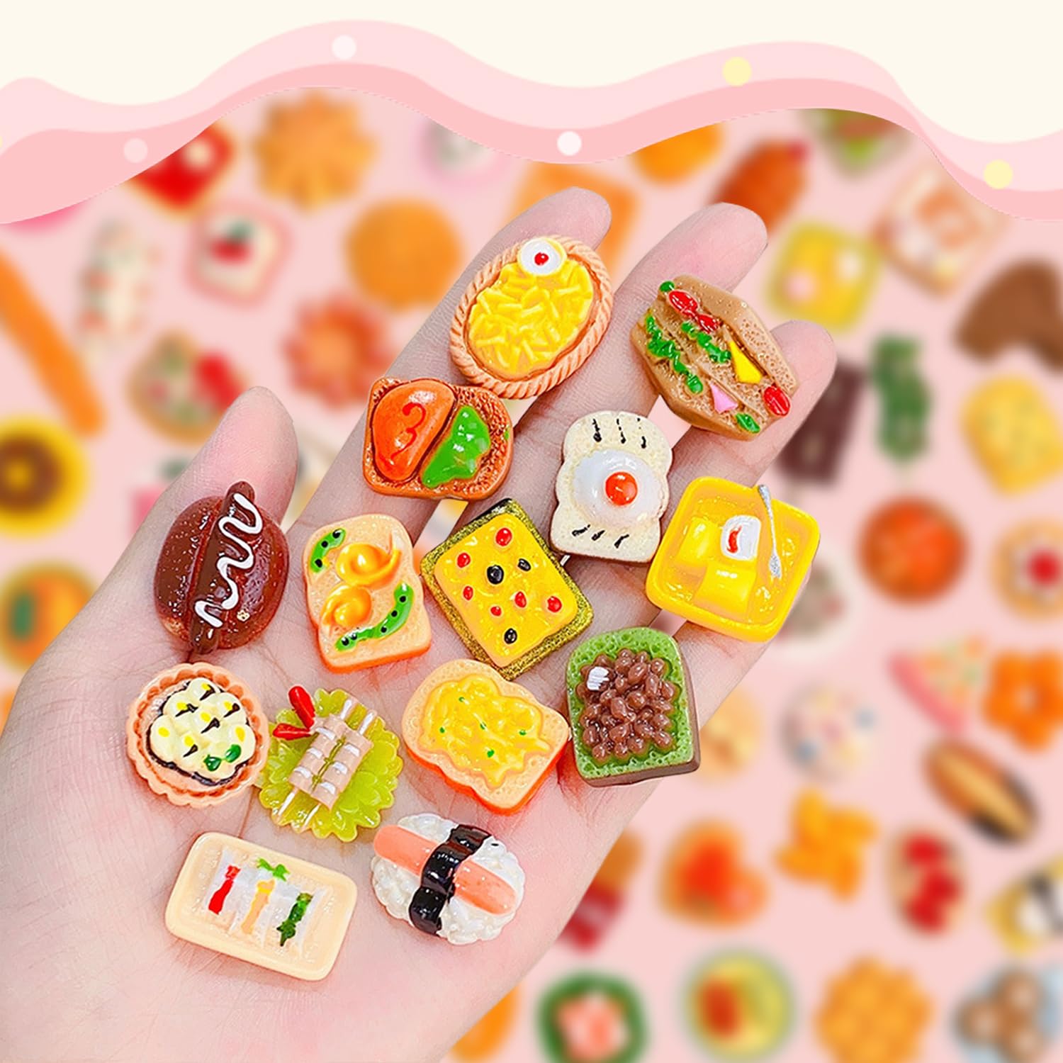 80 Pcs Mini Food Miniature Dollhouse Accessories - 1:12 Scale Small Doll Food Decor Mini Kitchen Set & Tiny Things Toys