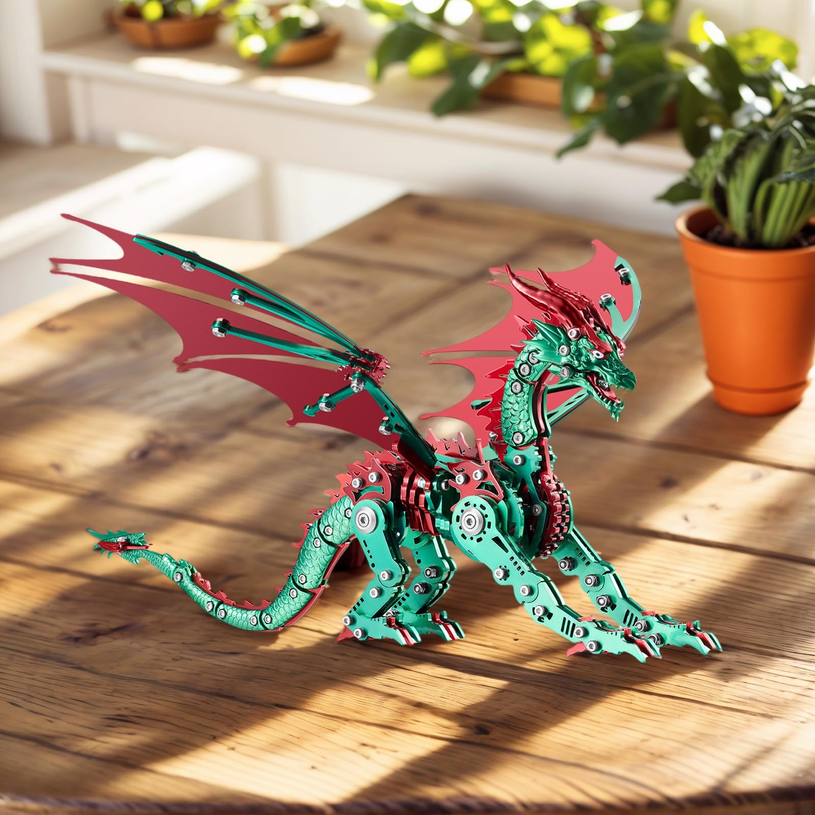 LONGPIN 3D Model Kits for Adults,Metal Dragon Puzzle Building Set,Collectible Mechanical Engineering Crafts for Home Office Decoration