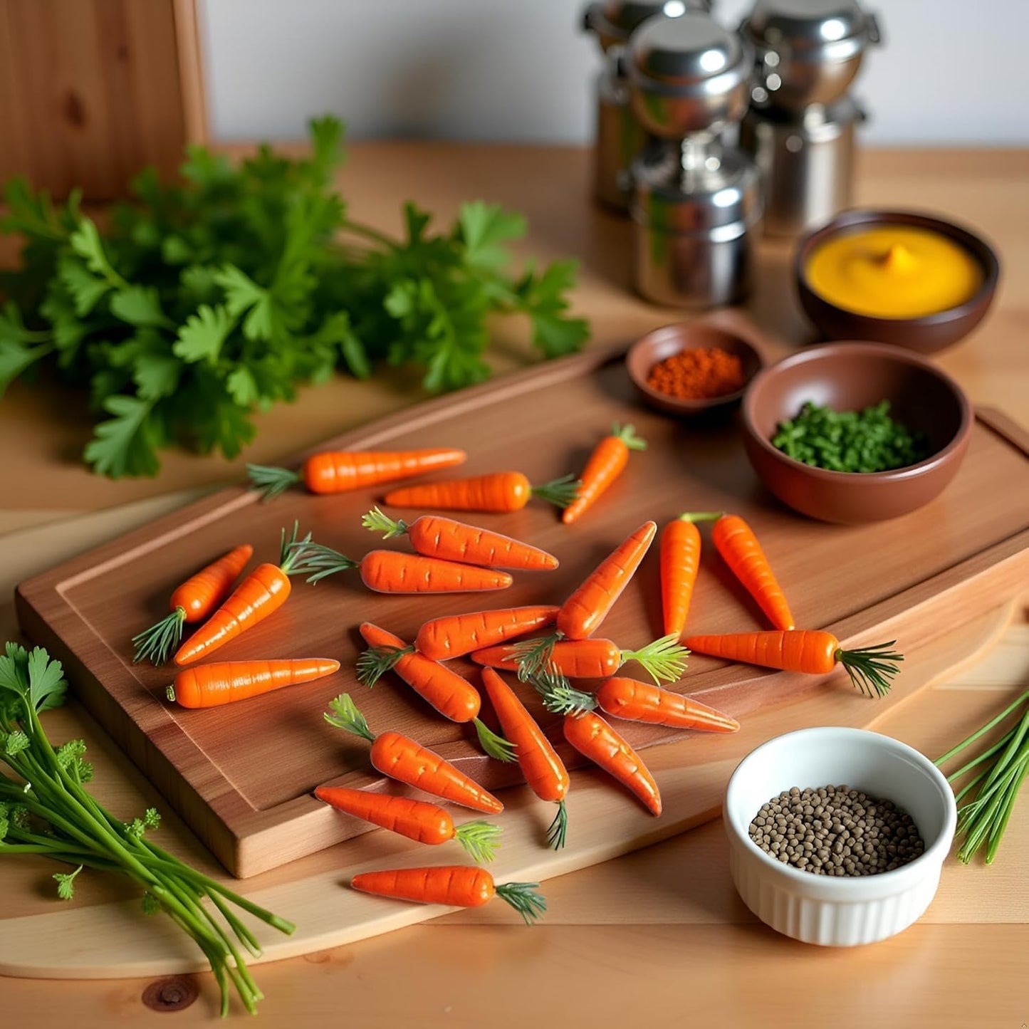 Essivox 10Pcs Miniature Artificial Carrot Decorations, Vegetable Models for Kitchen, Easter Party Supplies