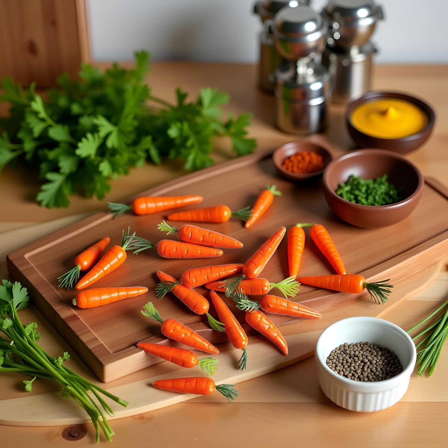 Essivox 10Pcs Miniature Artificial Carrot Decorations, Vegetable Models for Kitchen, Easter Party Supplies