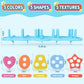 Baby Bath Toys, Mold Free Silcone Shape Sorting & Stacking Bath Toy Set with 20 Textured Floating Pieces, No Hole Design, Silicone Color & Shape