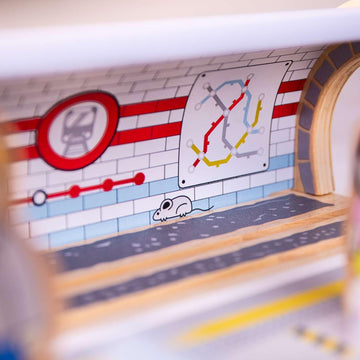 Bigjigs Rail Underground Train Station | Kids Railway Accessories for Wooden Track Sets | London Underground & City Metro Inspired Play Set |
