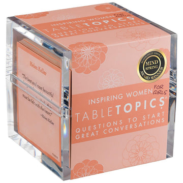 TableTopics Inspiring Women for Girls Question Card Game - 135 Conversation Starter Cards for Young Women to Use in School, with Family at Dinner
