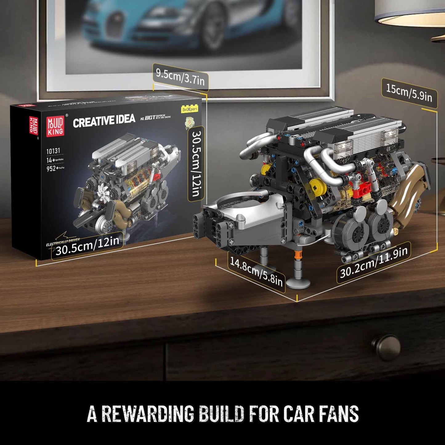Mould King 10131 W16 Engine Building Blocks Sets, V8 Engine Model kit that Run, Build Your Own STEM Model Engine, 16-Cylinder Car Engine Building