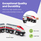 Maxim Enterprise, inc. Wooden Bullet Train, Wooden Train Set of 2 Modern Engines 1 Sleek Passenger Car with Magnetic Connectors, Compatible