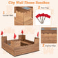 HONEY JOY Kids Sandbox, Cedar Bottomless Sand Pit for Backyard, 4 Red Flags & Bottom Liner, Side Bench & 2 Boxes, Wooden Sand Boxes for Kids Outdoor