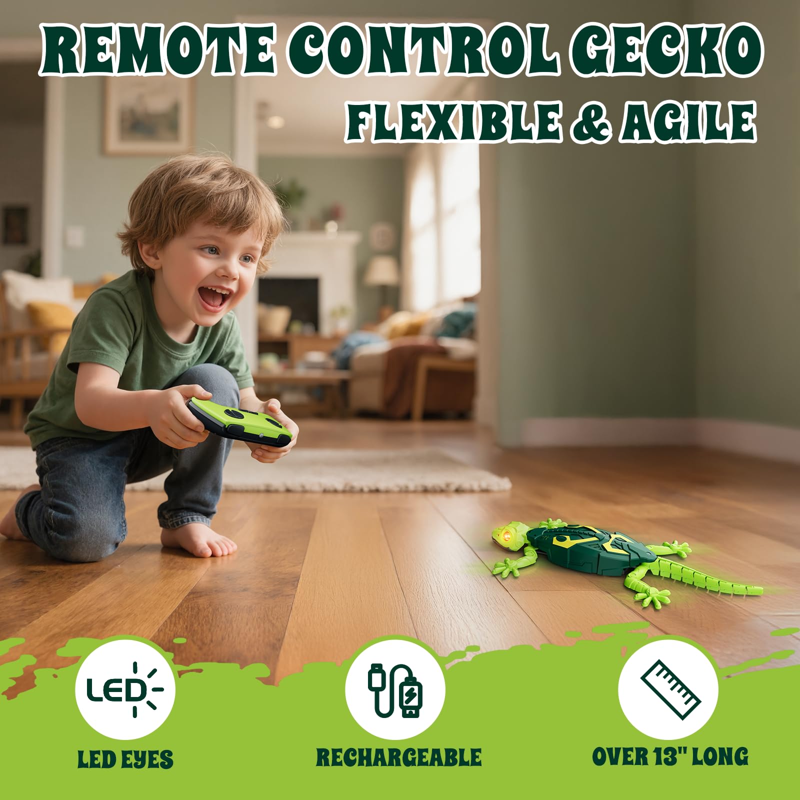 HYES Wall Crawler Gecko, Remote Control Robot Toys, Rechargeable RC Animals Toy, Realistic Wall Crawling Halloween Birthday Gifts for Boys Girls Ages