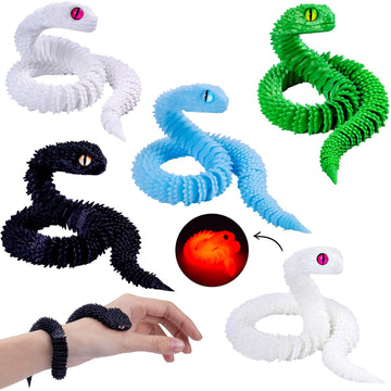 Nerfcareani 5Pcs 12in Printed Snake Toys, Flexible 3D Printed Animal, Fidget ADHD Snake Toys, Home Decor Christmas Fidget Toys Gifts Easter