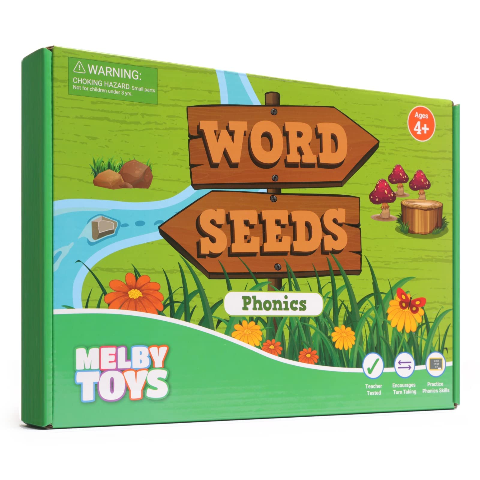 Melby Toys Word Seeds Phonics Game - Fun Reading & Board Games for Kids Ages 4-8, Learn to Read, CVC & Kindergarten Games