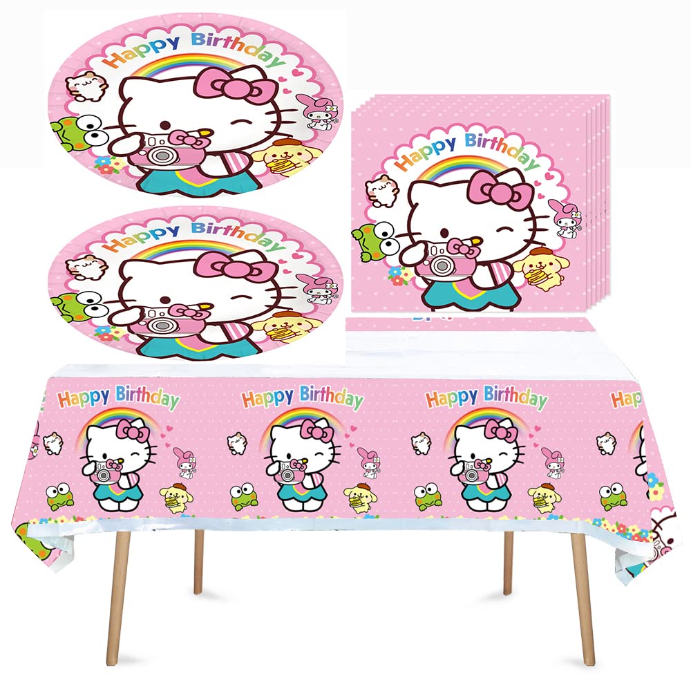 41pcs Children Party Supplies 20 Plates + 20 Napkin + 1Tablecloth Children Birthday Party Decorations, for Girl and Boy