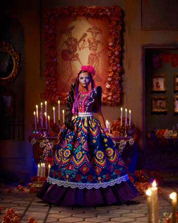 Barbie Signature Doll, 2022 Dia De Muertos Collectible, Traditional Ruffled Dress with Flower Crown & Calavera Face Paint
