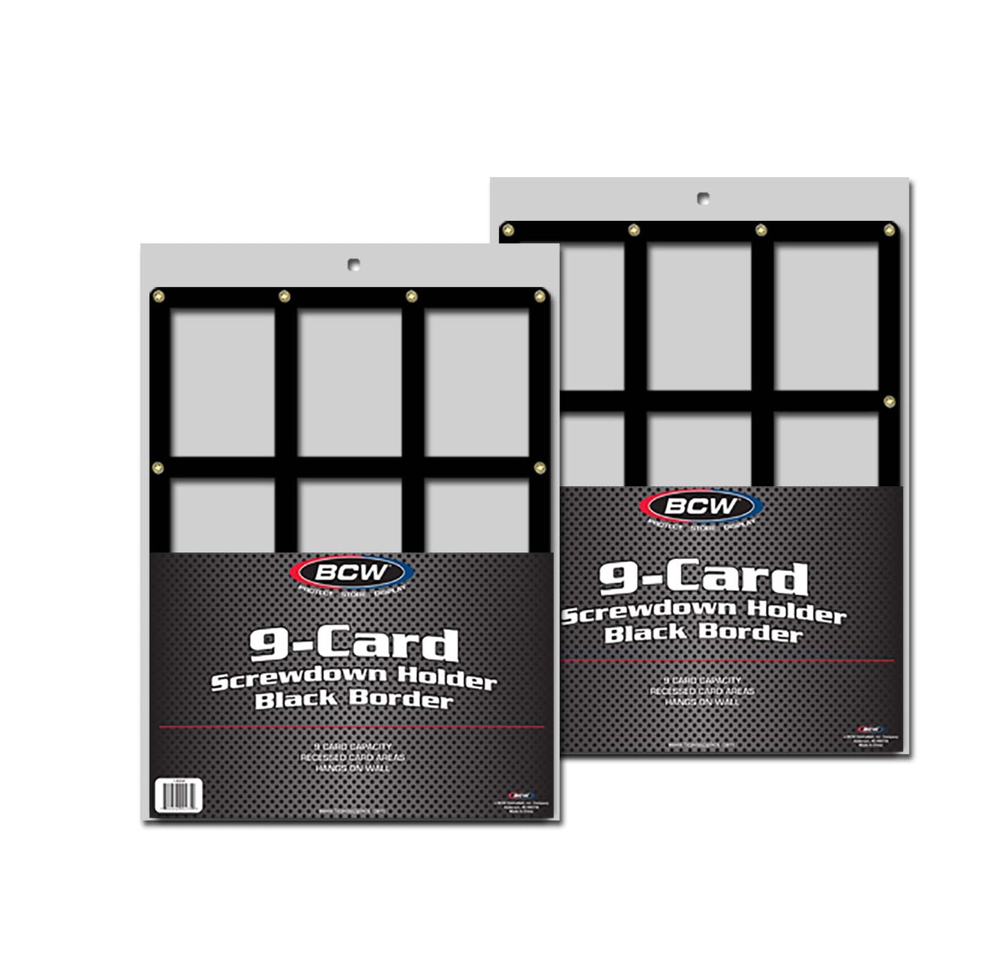 BCW Wall Mountable Trading Card Display Frame -2ct | 9 Card Screwdown Holder | High-Impact Crystal Clear Polystyrene