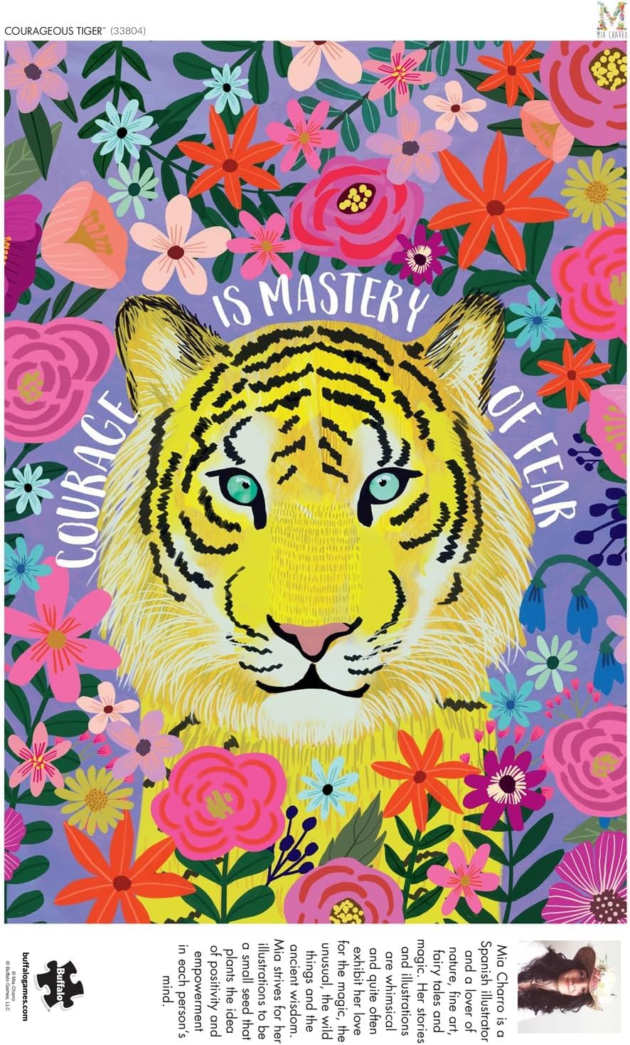 Buffalo Games - Mia Charro - Courageous Tiger - 500 Piece Jigsaw Puzzle for Adults -Challenging Puzzle Perfect for Game Nights - Finished Size is