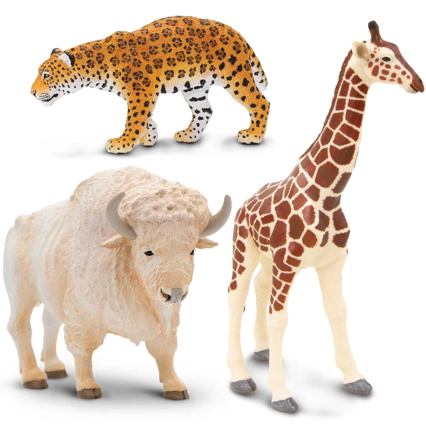 Safari Ltd. Zoo Animal Toy Set - 5 Figurines of Elephant, Giraffe, Jaguar, Rhino, Buffalo - Play Set for Boys, Girls, and Kids 3+