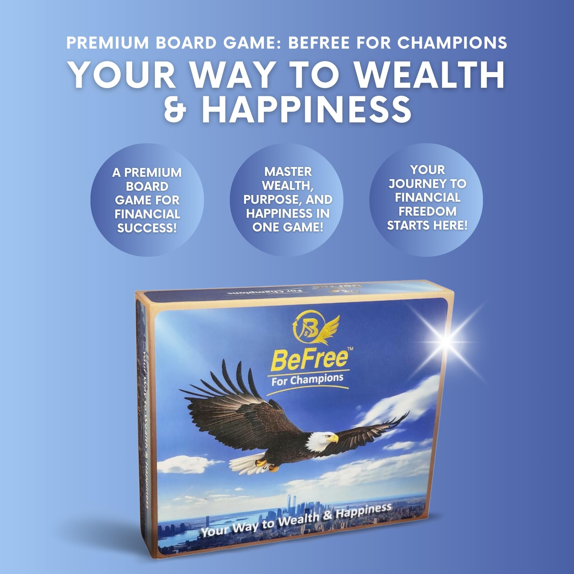 BeFree for Champions - Financial Literacy Board Game for Adults & Teens (14+), Money & Risk Management, Investing & Cash Flow, Achieve Life Goals |