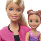Barbie Careers Playset, Gymnastics Coach Doll, Student Small Doll, Balance Beam with Clip & Sliding Mechanism, Plus Accessories