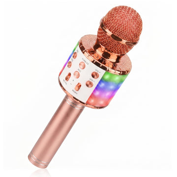 ShinePick Karaoke Microphone, 4 in 1 Wireless Microphone with LED Lights Handheld Portable Karaoke Machine, Home KTV Player, Compatible with Android &