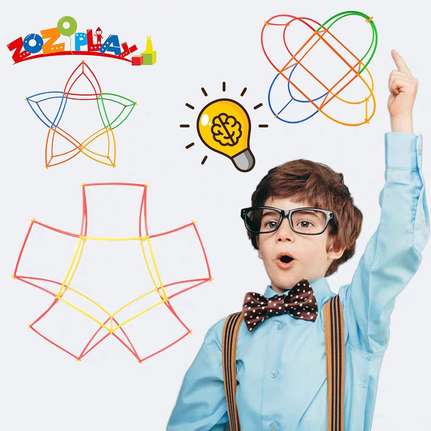 ZOZOPLAY Straw Constructor STEM Building Toys 800 Piece Straws and Connectors Building Sets Colorful Motor Skills Interlocking Plastic Engineering