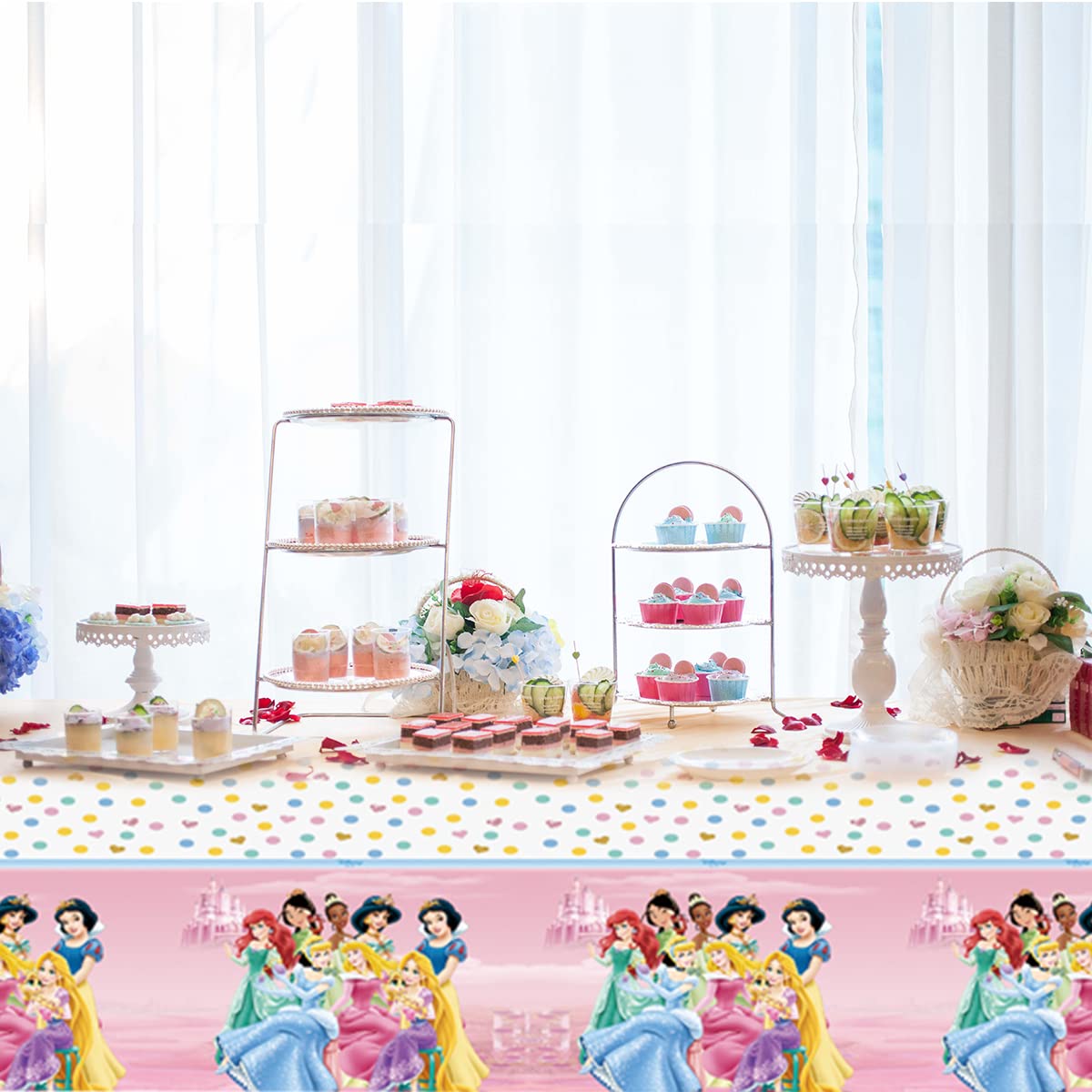 RBJHDRHD 2Pcs Princess Party Tablecloth Princess Birthday Party Supplies Girl Kids Baby Shower Birthday Party Supplies